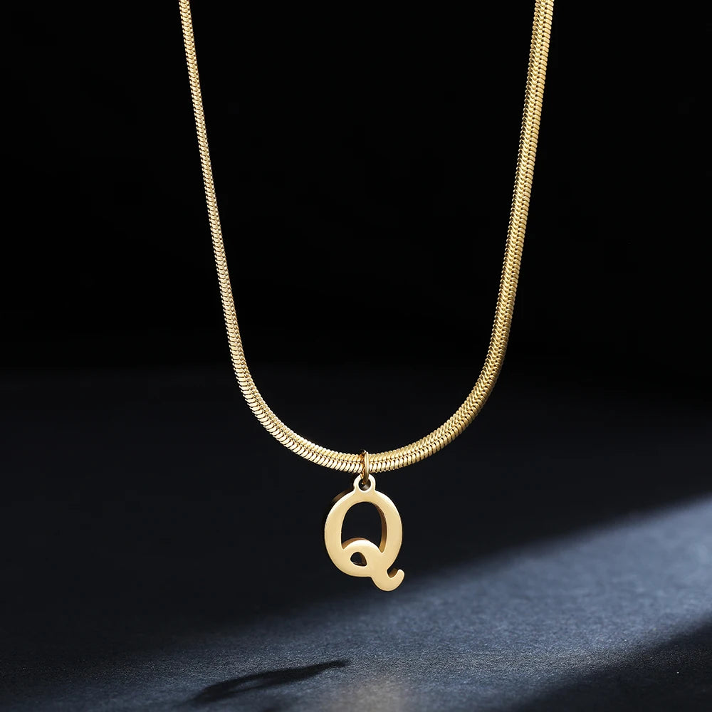 A-Z Alphabet Pendant with Snake Necklace